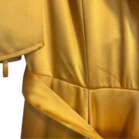 Mac Duggal Satin Lapel Puff Sleeve Tea Length Dress - Picture 5 of 8